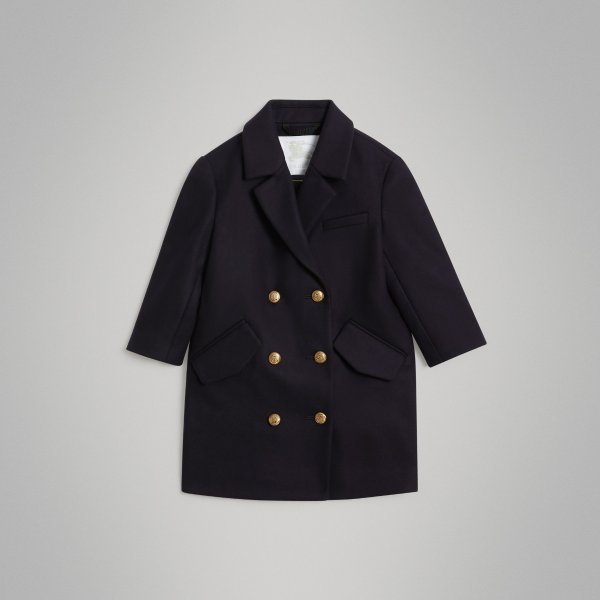 Crested Button Wool Pea Coat