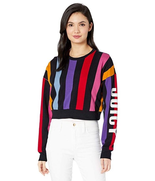 Women's Bold Vertical Stripe Terry Track Pullover