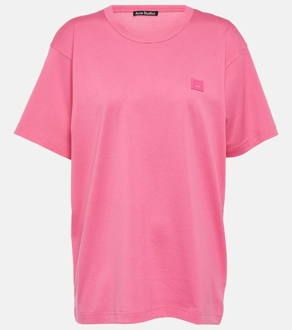 粉色的Face棉质针织 T恤 - Acne Studios | Mytheresa
