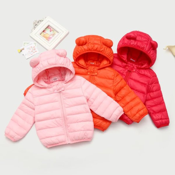 Toddler Girl Ear Design Zipper Hooded Coat