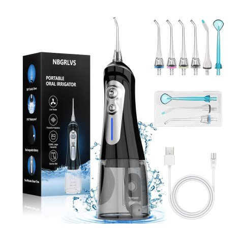 NBGRLVS Water Dental Flosser Cordless for Teeth Pick Cleaning - Powerful Oral Irrigator with 6 Adjustable Modes