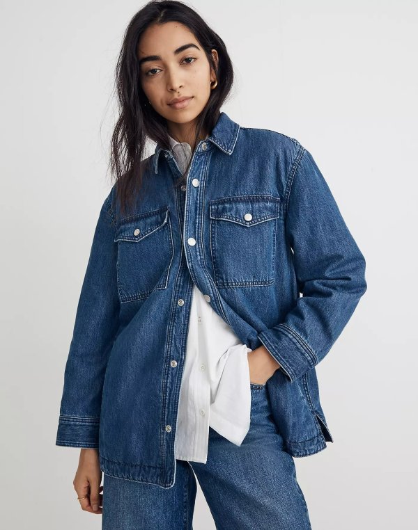 Quilted-Lining Denim Shirt-Jacket