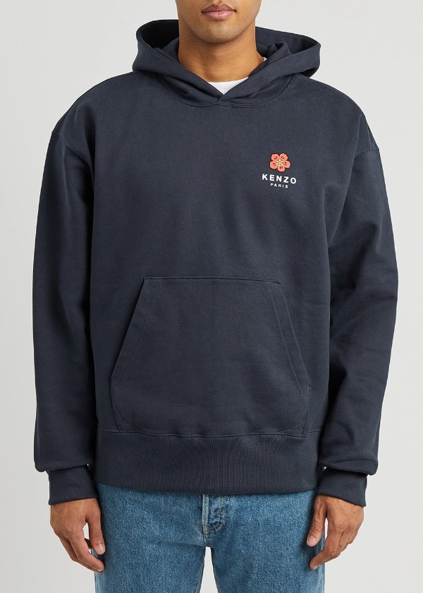 Logo-print hooded stretch-cotton sweatshirt
