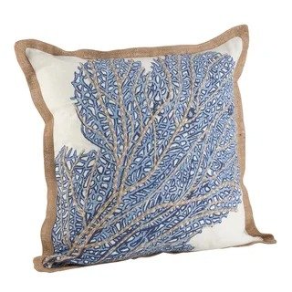 Sea Fan Coral Print Cotton Down Filled Throw Pillow
