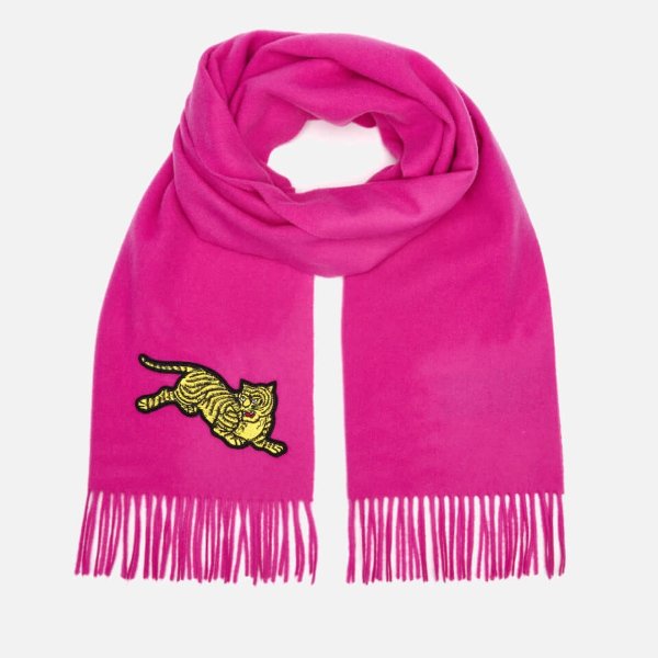 Women's Jumping Tiger Wool Scarf - Pink