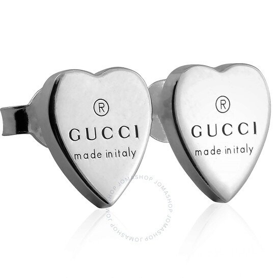 Heart earrings with Gucci trademark in Sterling Silver