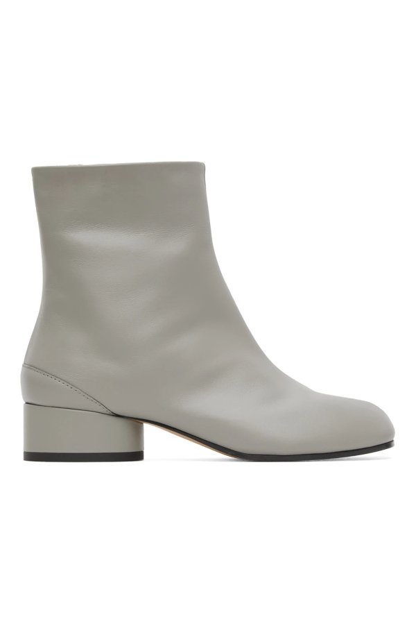 SSENSE Exclusive Grey Low Heel Tabi Boots