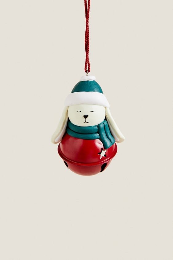BUNNY-SHAPED CHRISTMAS DECORATION WITH SLEIGH BELL