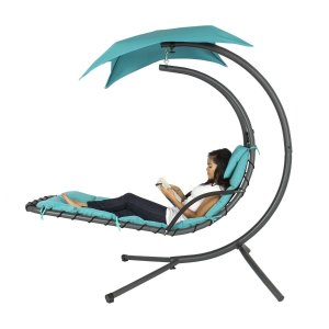 Hanging Chaise Lounger Chair Arc Stand Air Porch Swing Hammock Chair
