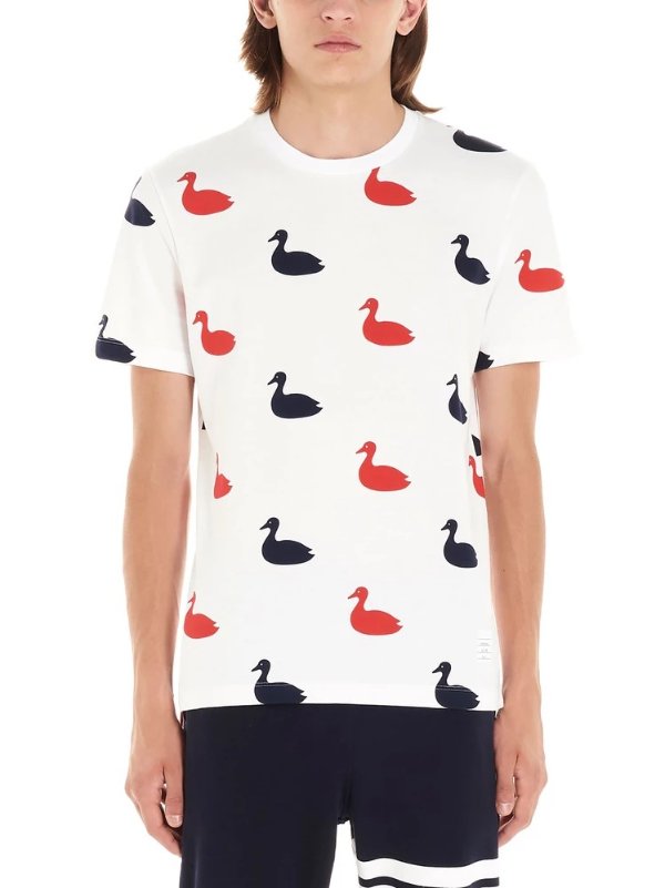 Swan Print Crewneck T-Shirt