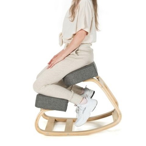 Costway Ergonomic Kneeling Chair Rocking Stool Upright Posture Office Furniture Black\Grey