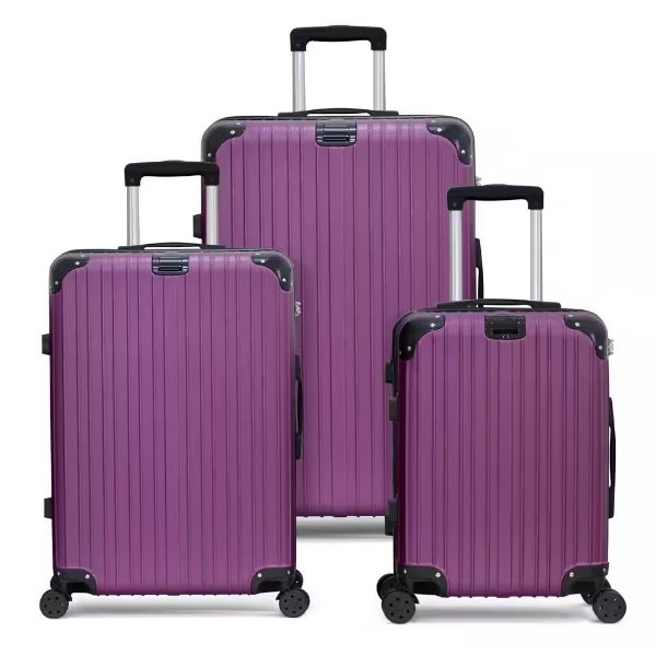 Grand Creek Nested Hardside Luggage Set in Violet Purple, 3 Piece - TSA Compliant