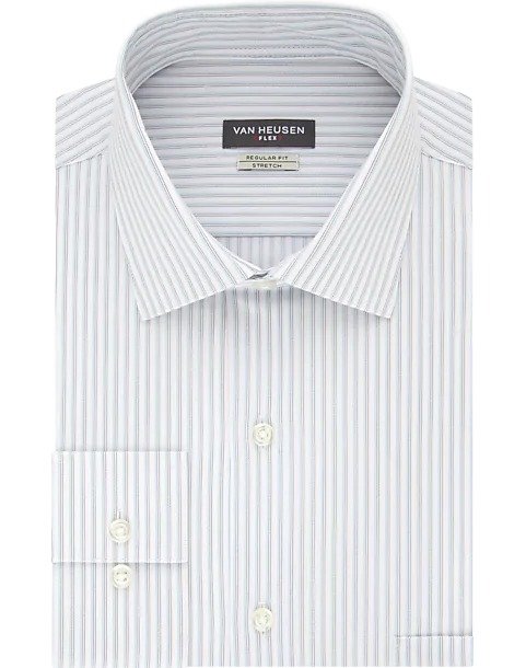 Van Heusen Flex Collar Grey Stripe Regular Fit Dress Shirt
