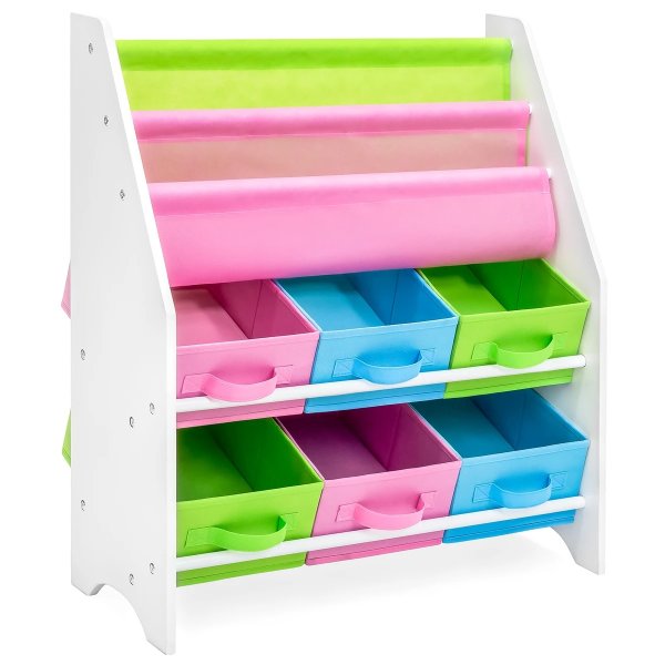 Kids Toy and Book Storage Organizer Shelf Rack w/ 6 Bins