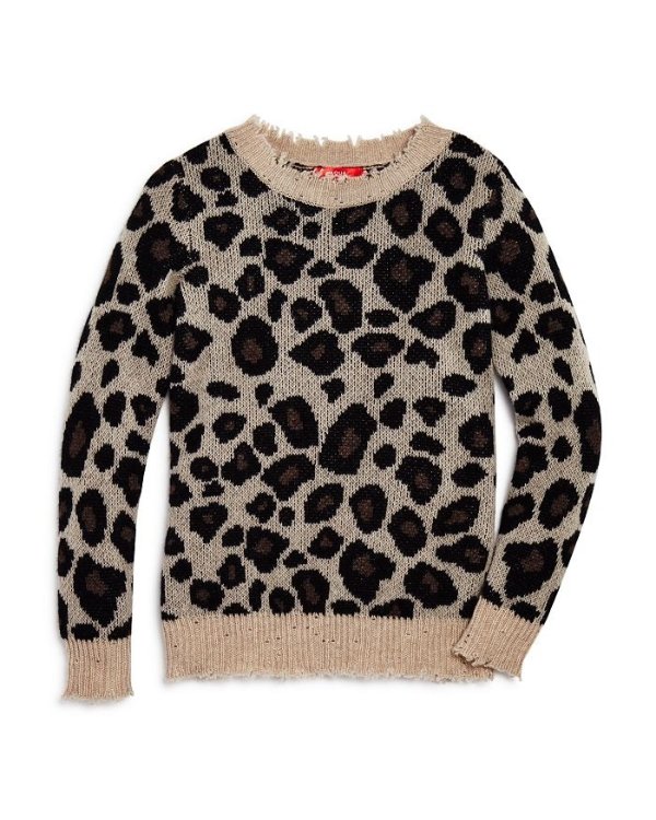 Girls' Leopard Print Cashmere Sweater, Big Kid - 100% Exclusive