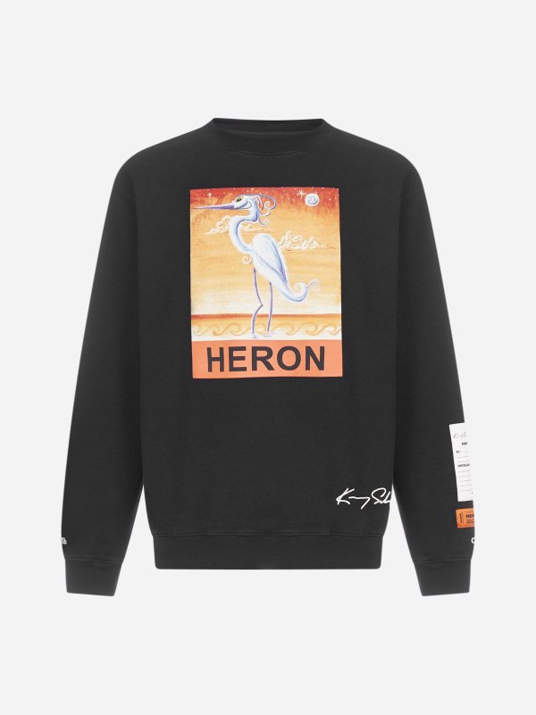 Heron print cotton sweatshirt