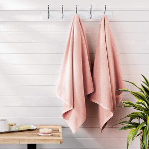 AmazonBasics Quick-Dry Bath Towels - 100% Cotton, 2-Pack