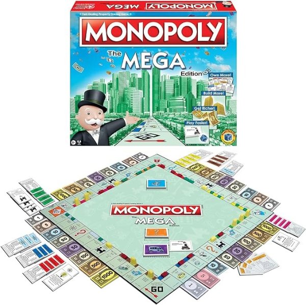 Monopoly The Mega Edition by Winning Moves Games USA, a Bigger and Faster Version of Monopoly with the Speed Die for 2 to 8 Players, Ages 8 and up (1104)