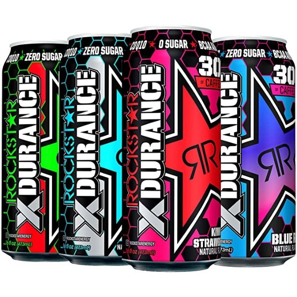 Energy Drink, 4 Flavor Xdurance 300mg Caffeine Variety Pack, 16oz Cans (12 Pack)