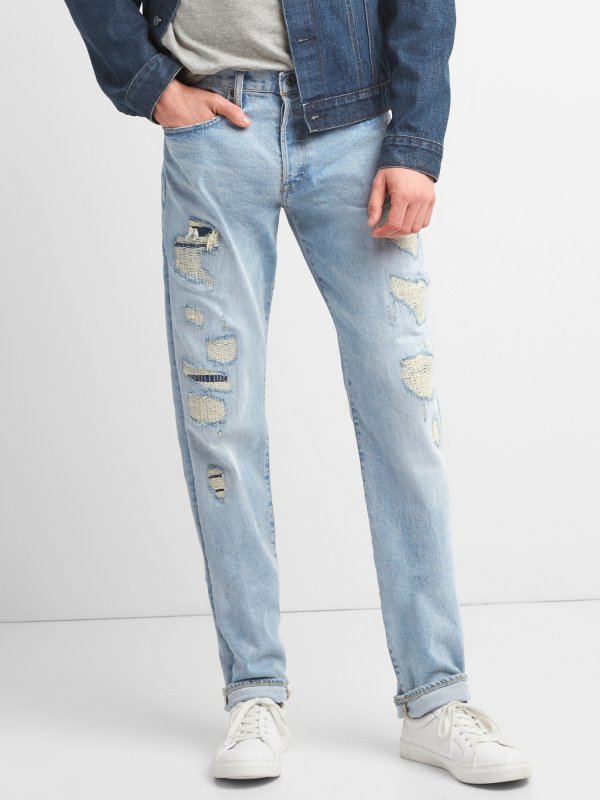 Limited-Edition Distressed Cone Denim® Selvedge Slim Jeans with GapFlex