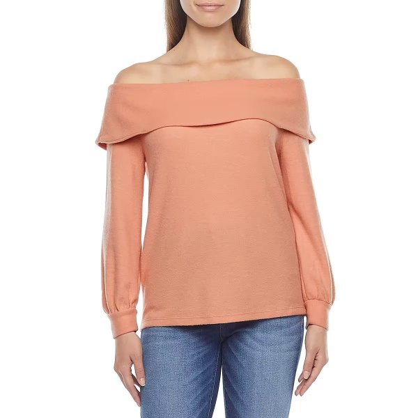 Tall Womens Straight Neck Long Sleeve Blouse