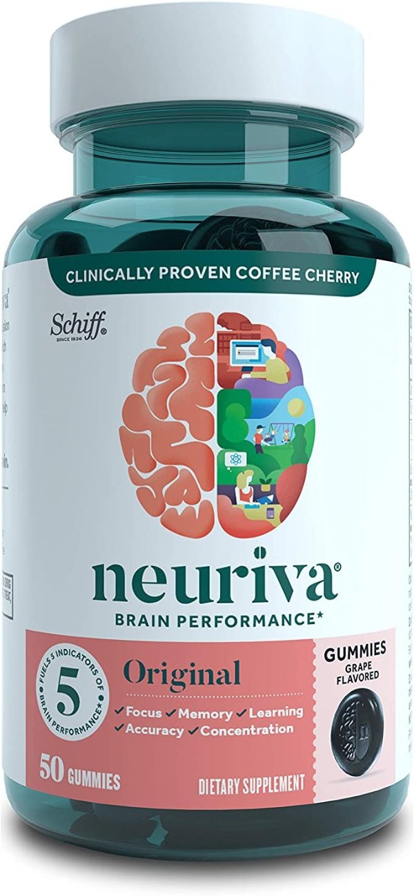 Nootropic Brain Support Supplement Original Gummies in a Bottle (Phosphatidylserine/Gluten Free/Decaffeinated)-Supports Focus Memory Learning Accuracy Concentration, Grape, 50 Count