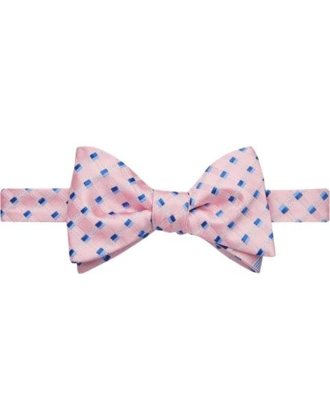 Calvin Klein Pink & Blue Check Pre-Tied Bow Tie - Men's Accessories | Men's Wearhouse