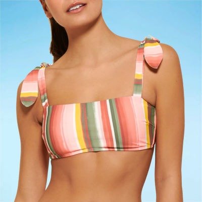 Southern Tropics Striped Bralette Bikini Swimsuit Top Juniors