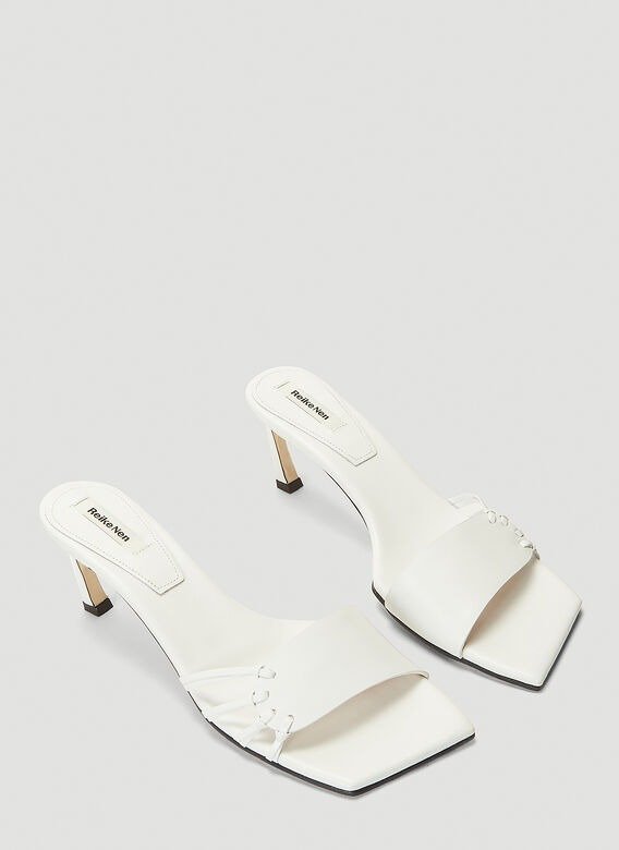 Knot-Detail Heeled Mules in White