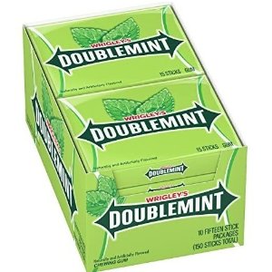 WRIGLEY'S DOUBLEMINT Chewing Gum, 15 pieces (10 packs)