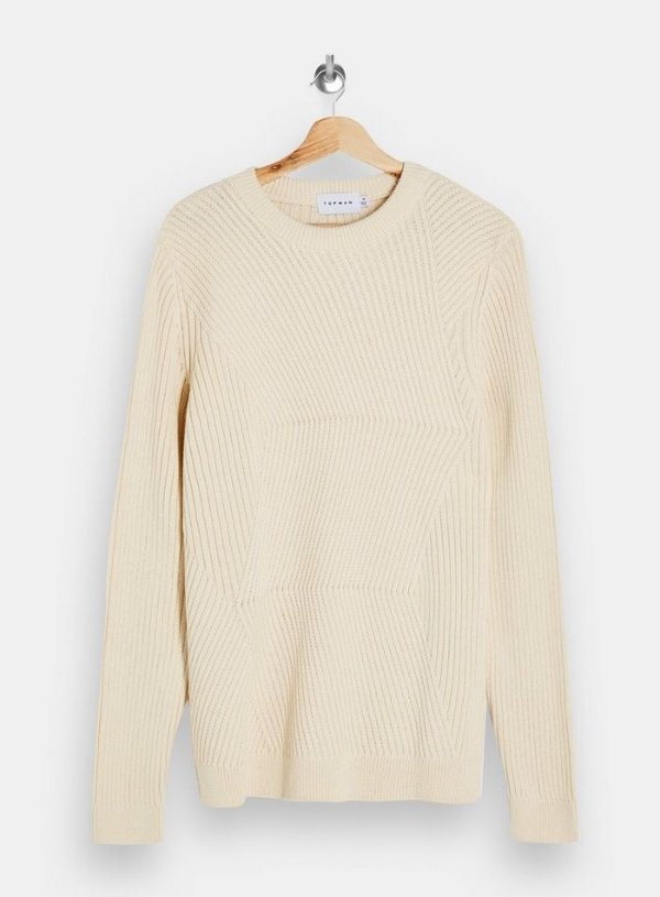 Ecru Chevron Knitted Sweater