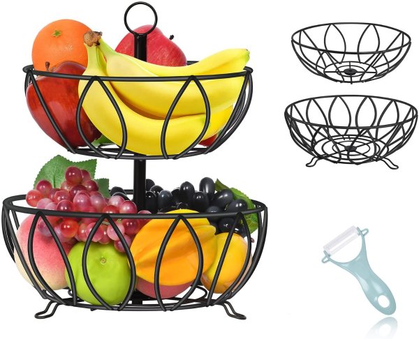 Klvied 2 Tier Fruit Basket for Kitchen