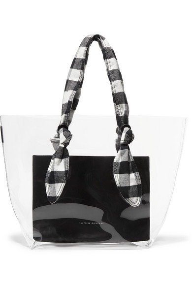 Lydia PVC, leather and gingham canvas tote