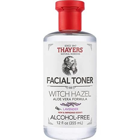Alcohol-Free Witch Hazel Facial Toner with Aloe Vera Formula, Clear, (Pack of 1), Lavender, 12 Fl Oz