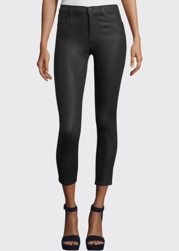 Alana High-Rise Cropped Coated Skinny Pants