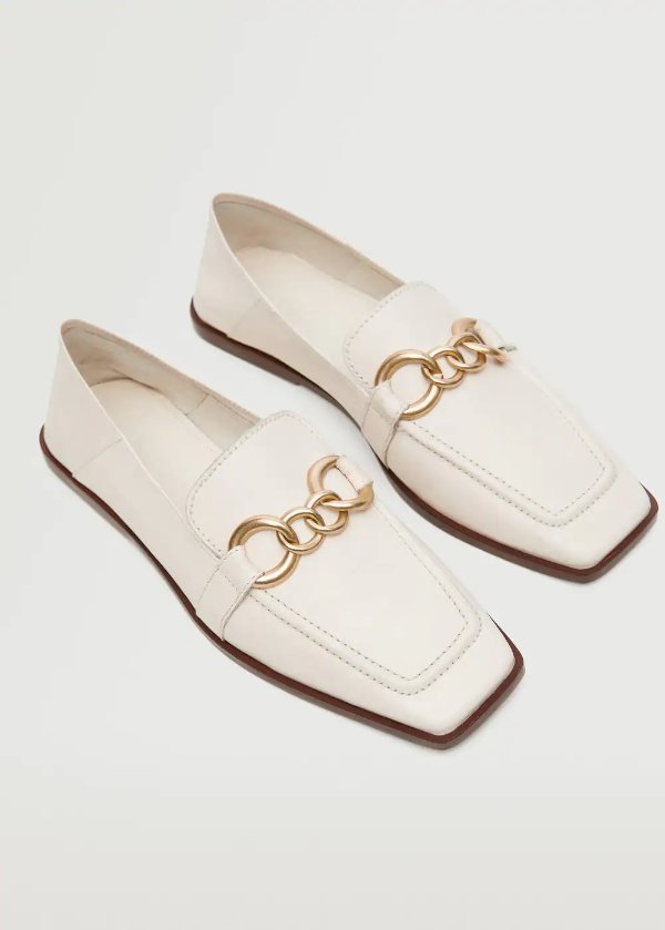 Leather loafers with chain - Women | MANGO OUTLET USA