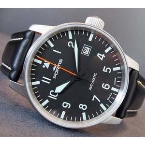 Fortis Fleiger Classic Automatic Black Dial Black Leather Men's Watch 595.11.41 L