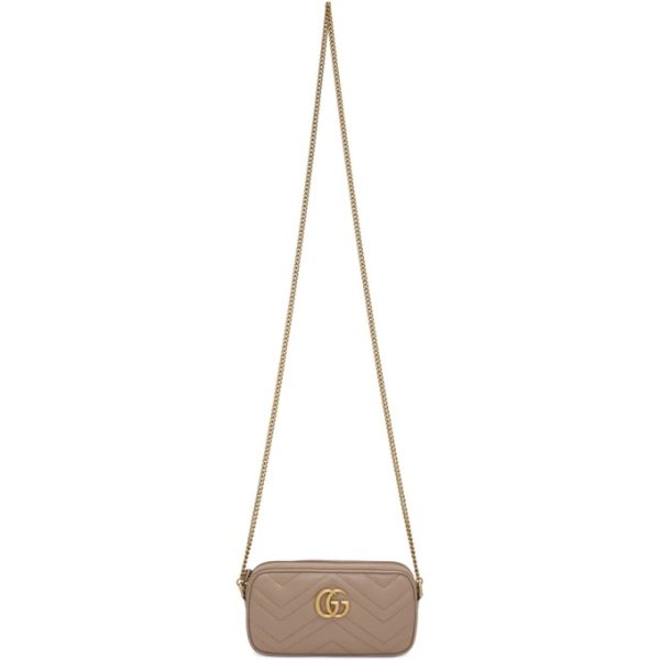Pink GG Marmont Chain Wallet Bag