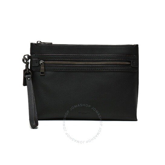 Men's Black Pebbled Leather Academy Pouch