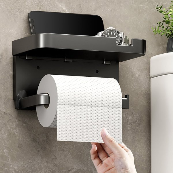 1pc Wall Mounted Bathroom Tissue Box Without Drilling, Toilet Paper Holder For Kitchen, Bathroom, Living Room