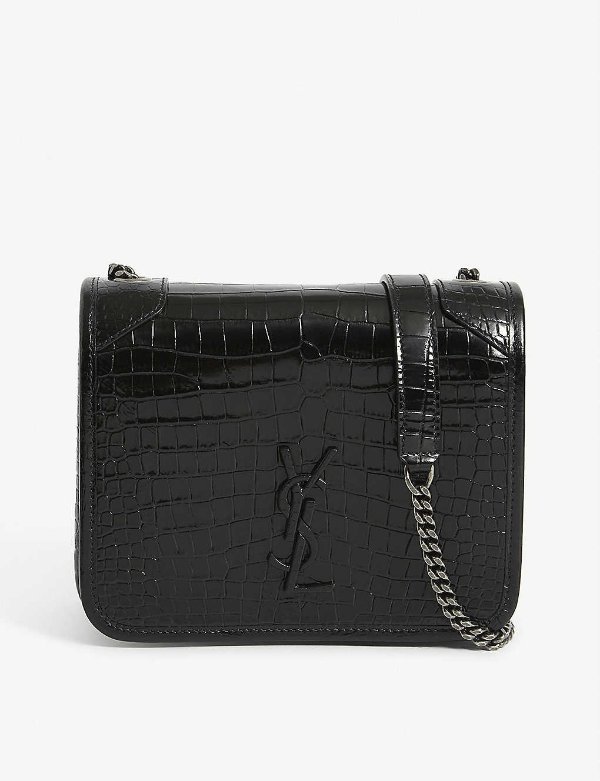 Niki croc-embossed leather wallet-on-chain