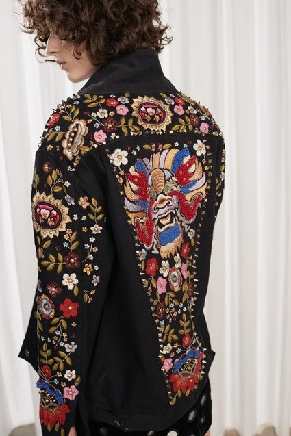 Mazie Floral Hand-Embroidered Denim Jacket