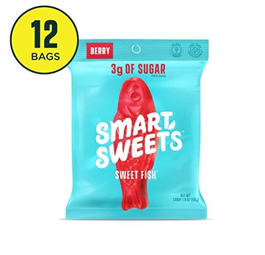SmartSweets Sweetfish 1.8 Ounce Bags (12 Count), Candy With Low-Sugar (3g) & Low Calorie (80)- Free of Sugar Alcohols & No Artificial Sweeteners, Sweetened With Stevia