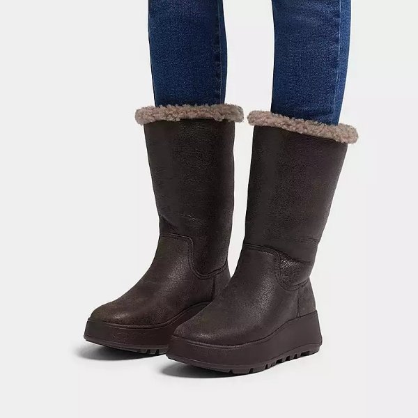 F-MODE Double-Faced Shearling Leather Flatform Calf Boots