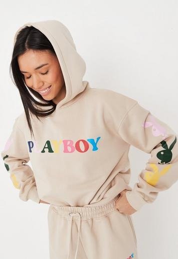 - Playboy xStone Co Ord Multicoloured Print Oversized Hoodie