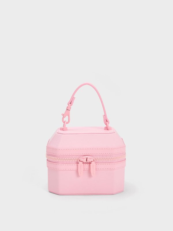 Geometric Boxy Top Handle Bag - Light Pink