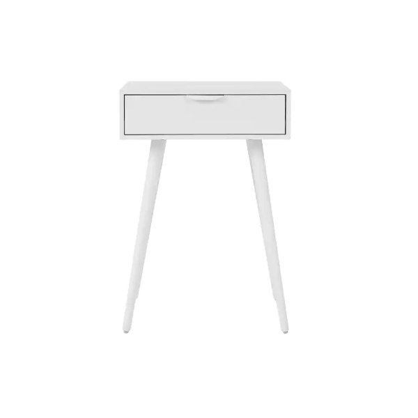 Amerlin 1 Drawer White Wood Nightstand (18 in. W X 26 in. H)