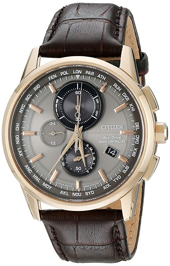 Men's Eco-Drive World Chrono Atomic Timekeeping Watch with Day/Date, AT8113-04H