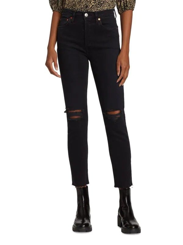 High-Rise Ankle Crop Skinny Jeans