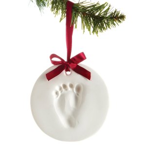 Baby Handprint Ornament Kit, Marshmallow Clay Baby Handprint or Footprint First Christmas Ornament Kit